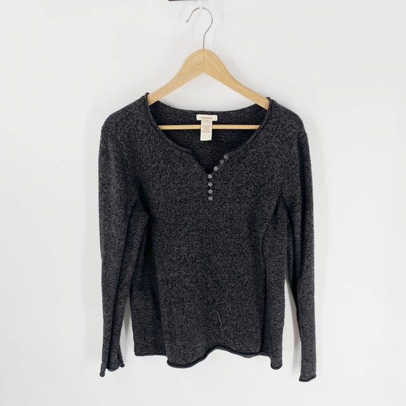 Sundance Sweaters - Sundance Black/Gray Cotton Silk Blend Long Sleeve Sweater Size Large